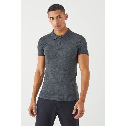 Polo moulant zippé à manches courtes - XS - Boohooman - Modalova