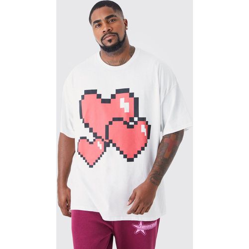 Grande taille - T-shirt imprimé cœur pixélisé - - XXXL - Boohooman - Modalova