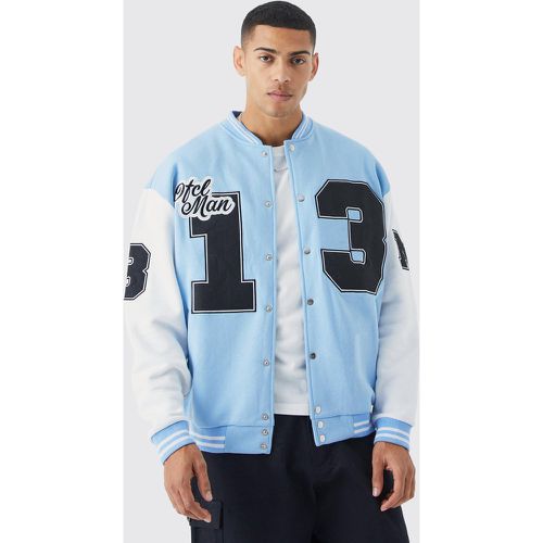 Bomber universitaire en jersey à écussons - S - Boohooman - Modalova