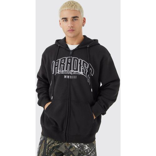 Sweat à capuche oversize zippé à slogan Paradise - M - Boohooman - Modalova