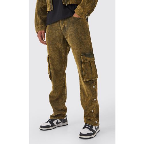 Pantalon cargo délavé à boutons pression - 30R - Boohooman - Modalova