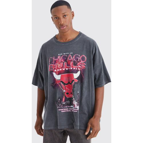 T-shirt délavé à imprimé Chicago Bulls - Boohooman - Modalova