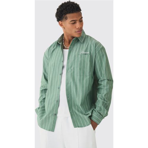 Chemise oversize rayée à manches longues - M - Boohooman - Modalova