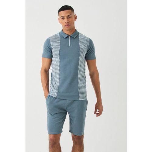 Ensemble à motif pied-de-poule avec polo et short homme - S - Boohooman - Modalova