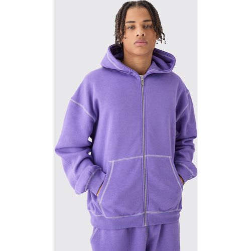 Sweat à capuche oversize zippé à coutures contrastantes homme - L - Boohooman - Modalova