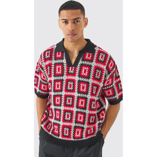 Polo oversize en crochet à manches courtes - S - Boohooman - Modalova