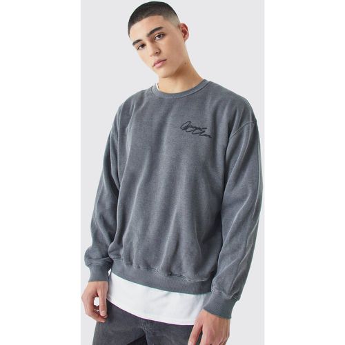 Sweat oversize délavé à imprimé - MAN homme - L - Boohooman - Modalova