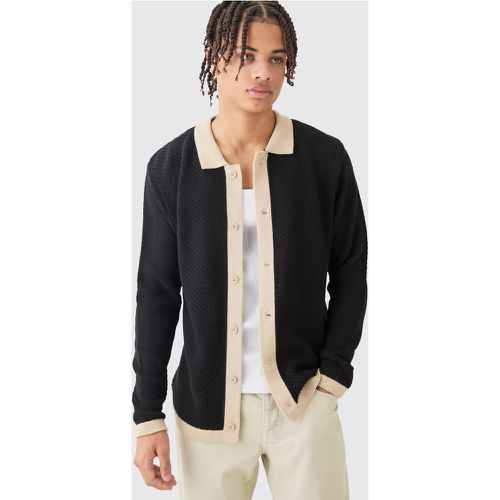 Chemise en maille à col contrastant homme - L - Boohooman - Modalova