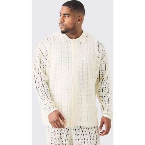 Grande taille - Chemise oversize à manches longues en crochet homme - XXXL - Boohooman - Modalova