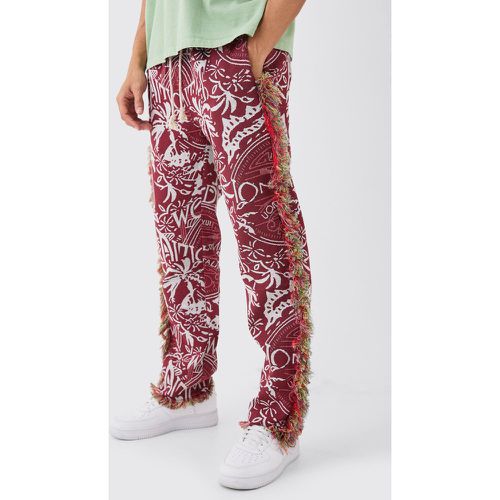 Pantalon droit à taille élastiquée et imprimé tapisserie - S - Boohooman - Modalova