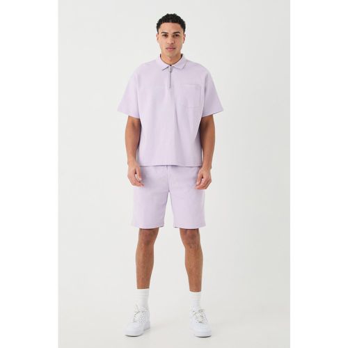 Ensemble oversize à col zippé avec polo et short - S - Boohooman - Modalova