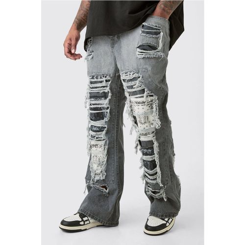 Plus Slim Rigid Flare Rip & Repair Applique Jeans - Boohooman - Modalova