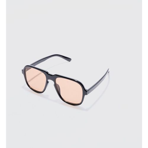 Retro High Brow Sunglasses With Brown Lens - Boohooman - Modalova