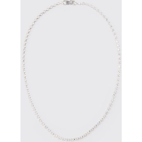 Square Stone Detail Iced Necklace In Silver - Boohooman - Modalova