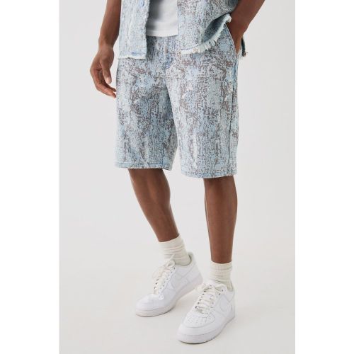 Short large en jean à imprimé tapisserie - 28 - Boohooman - Modalova