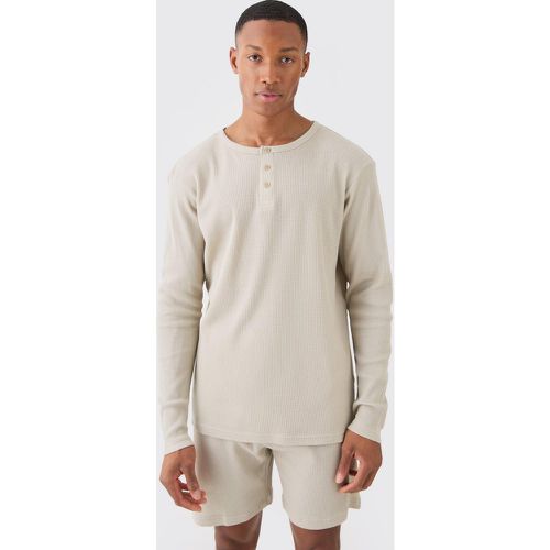 Top confort en tissu gaufré à manches longues - XS - Boohooman - Modalova