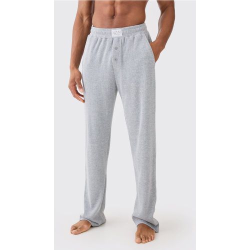 Relaxed Fit Waffle Lounge Bottoms In Grey Marl - Boohooman - Modalova