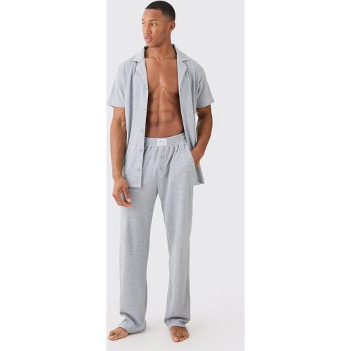 Ensemble en tissu gaufré avec chemise confort et bas large - M - Boohooman - Modalova