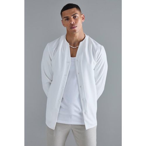 Chemise en twill à col ouvert et manches longues - S - Boohooman - Modalova