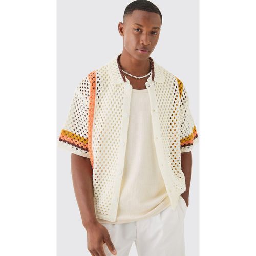 Chemise oversize rayée en maille à imprimé abstrait - S - Boohooman - Modalova