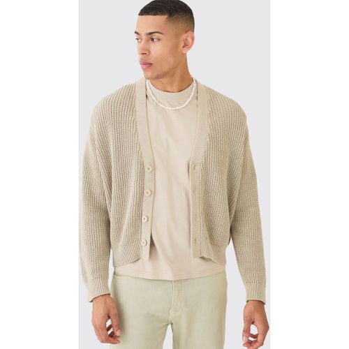 Cardigan oversize côtelé en maille chenille - L - Boohooman - Modalova