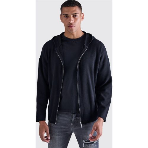 Sweat à capuche droit zippé en maille - M - Boohooman - Modalova