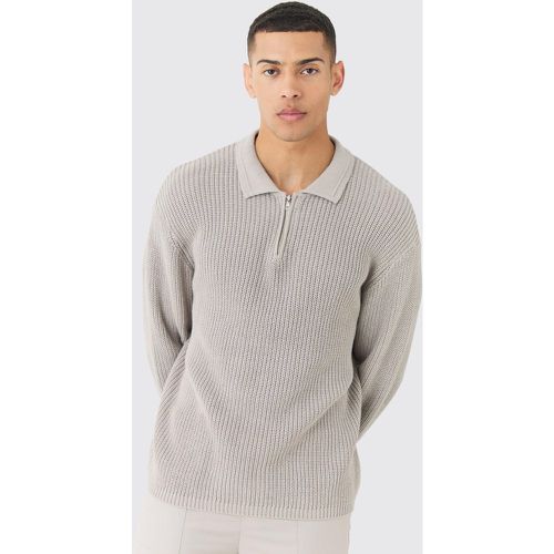 Pull en maille à col zippé montant - L - Boohooman - Modalova