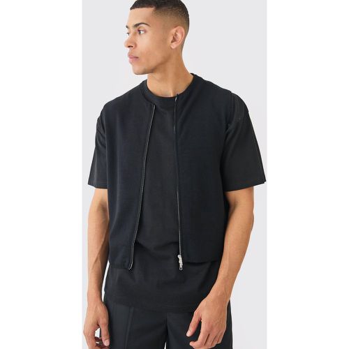 Bomber à double zippé sans manches - S - Boohooman - Modalova