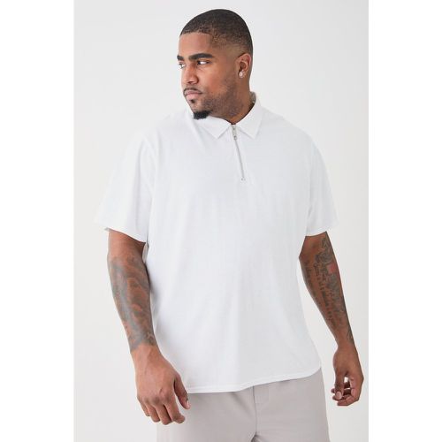 Grande taille - Polo à col zippé et manches longues - XXL - Boohooman - Modalova