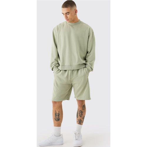 Survêtement oversize à col montant avec sweat et short - L - Boohooman - Modalova