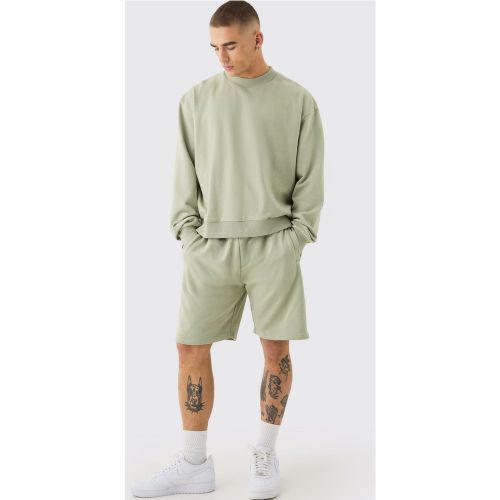 Survêtement oversize à col montant avec sweat et short - M - Boohooman - Modalova