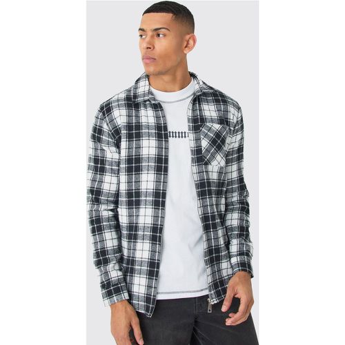 Chemise zippée à carreaux - XS - Boohooman - Modalova