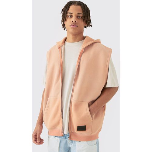 Sweat à capuche oversize zippé délavé sans manches - S - Boohooman - Modalova