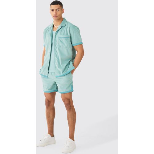 Ensemble oversize en faux daim avec chemise et short - M - Boohooman - Modalova