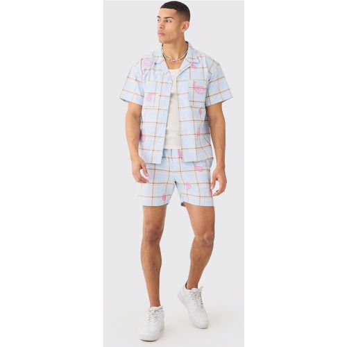 Ensemble à carreaux avec chemise et short - S - Boohooman - Modalova