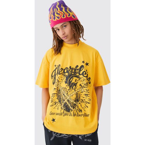 T-shirt oversize imprimé à col montant - S - Boohooman - Modalova