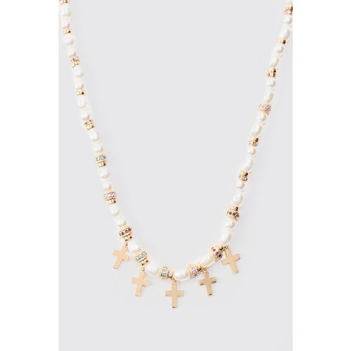 Collier perlé à pendentifs croisés - ONE SIZE - Boohooman - Modalova