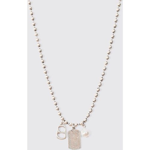 Collier à perles et pendentif métallisés - ONE SIZE - Boohooman - Modalova