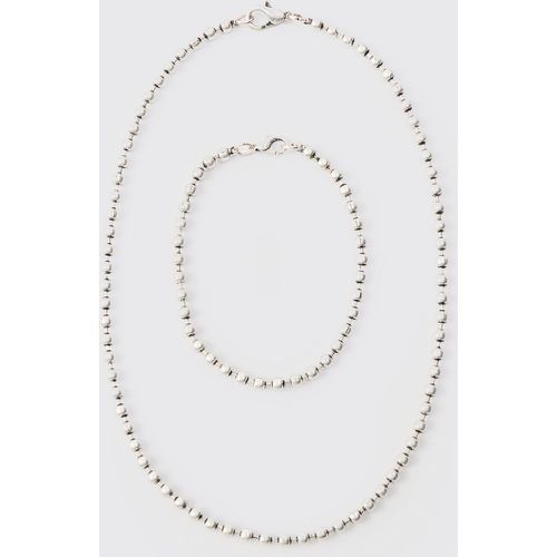 Collier métallisé à perles et bracelet - ONE SIZE - Boohooman - Modalova