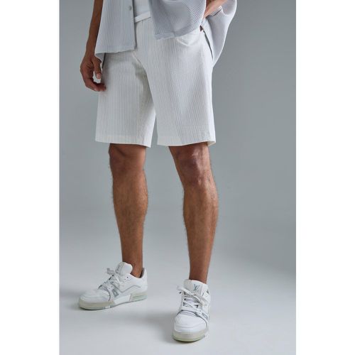 Stripe Seersucker Drawcord Regular Fit Shorts - Boohooman - Modalova