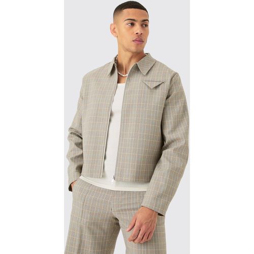 Veste habillée zippée à carreaux - XS - Boohooman - Modalova