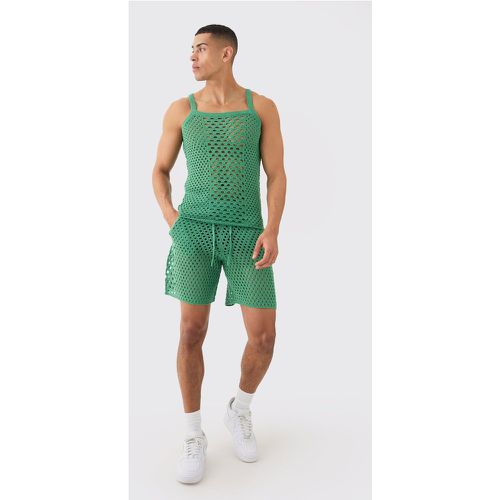 Muscle Fit Knitted vest Short Set - Boohooman - Modalova