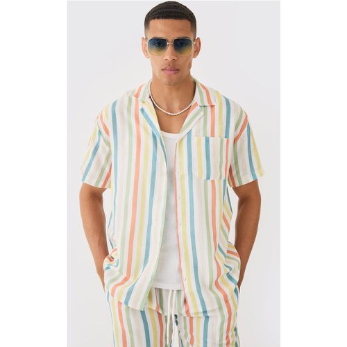 Chemise oversize rayée à manches courtes - M - Boohooman - Modalova