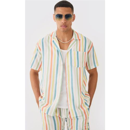 Chemise oversize rayée à manches courtes - XL - Boohooman - Modalova