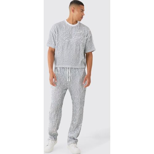 Ensemble bicolore avec t-shirt plissé et pantalon - M - Boohooman - Modalova