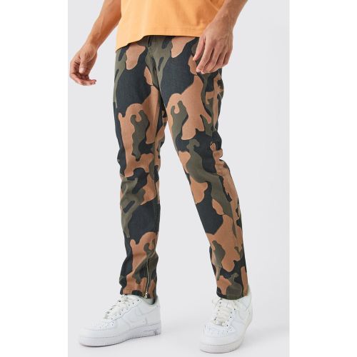 Jean slim zippé à imprimé camouflage - 28R - Boohooman - Modalova