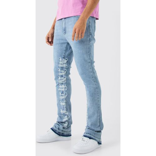 Skinny Stretch Stacked Embroidered Gusset Jeans - - 28R - Boohooman - Modalova
