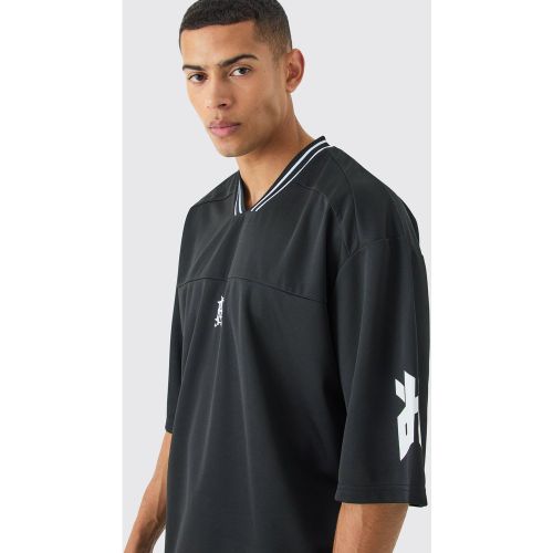 Polo oversize Airtex à col V - M - Boohooman - Modalova