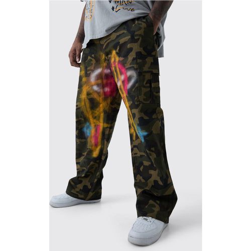 Grande taille - Pantalon cargo large à imprimé camouflage - 42 - Boohooman - Modalova