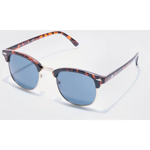 Lunettes de soleil rétro écaille de tortue - ONE SIZE - Boohooman - Modalova